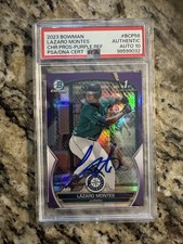 2023 Bowman #BCP58 Lazaro Montes Purple Refractor Auto/250 PSA/DNA Auto Grade 10
