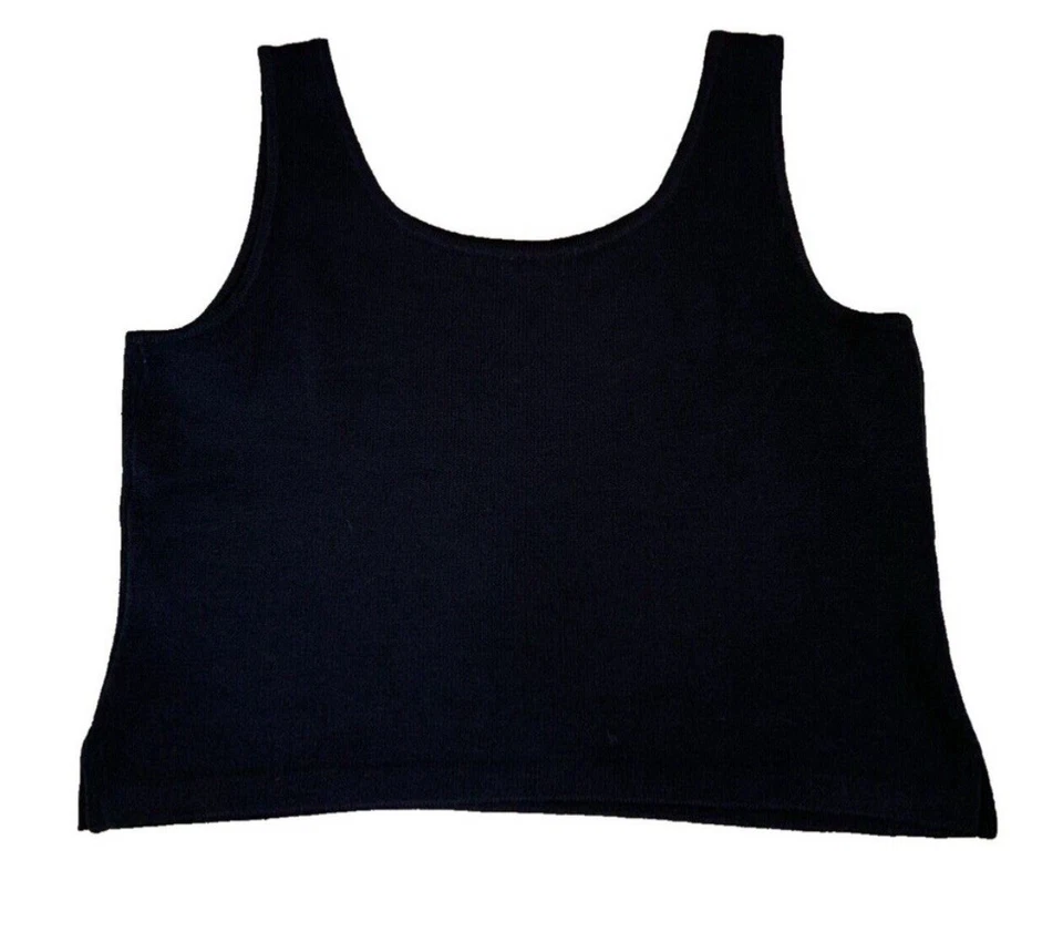 Camiseta sin mangas St. John Santana tejida clásica cuello redondo, para mujer grande negra DISEÑADOR Foto 2 de 4