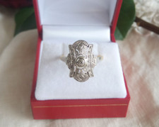 Art Deco Style Lab-Created Diamond Bezel Engagement 14K Yellow Gold Finish Ring