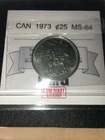 1973 Small Bust  Coin Mart Graded Canadian, ¢25 Cent, **MS-64**