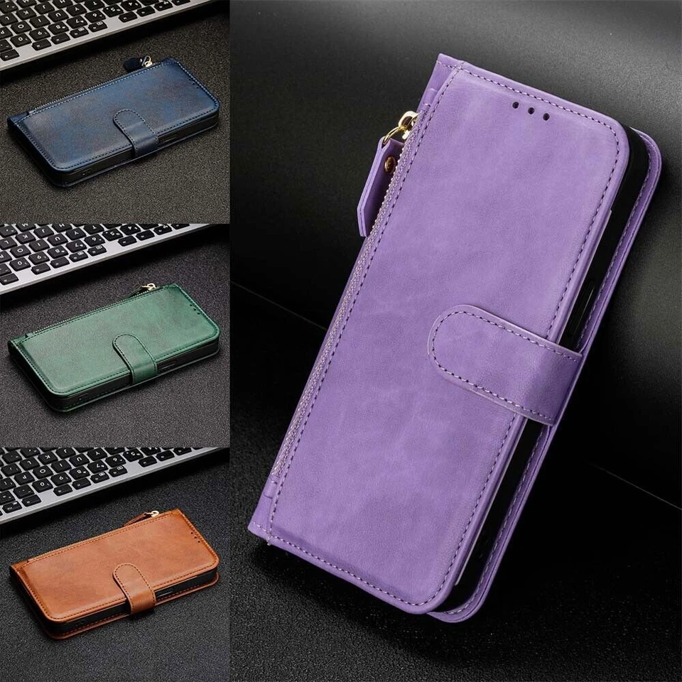 Leather Zipper Wallet Phone Case For Samsung A12 A8 A6 A20S A12 A21S XCover 5 7 - Image 2 of 4