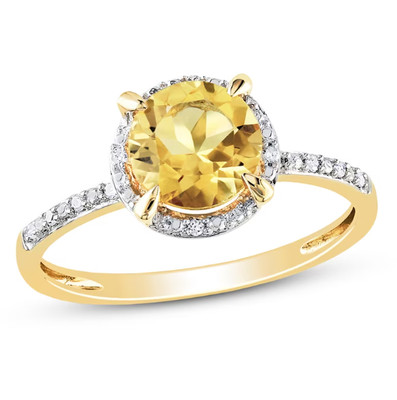 1 CT Round Lab Created Citrine Diamond Halo Women's Ring 14K Yellow Gold Plated
