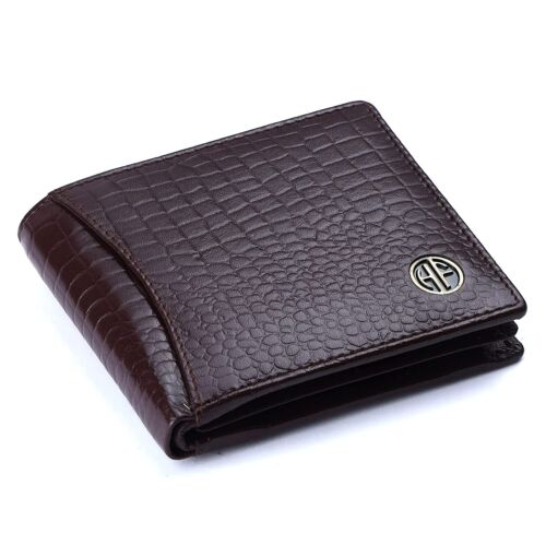 Brand New Men's Leather Wallet RFID Blocking With 4 Hidden Compartment Brown - Afbeelding 1 van 5