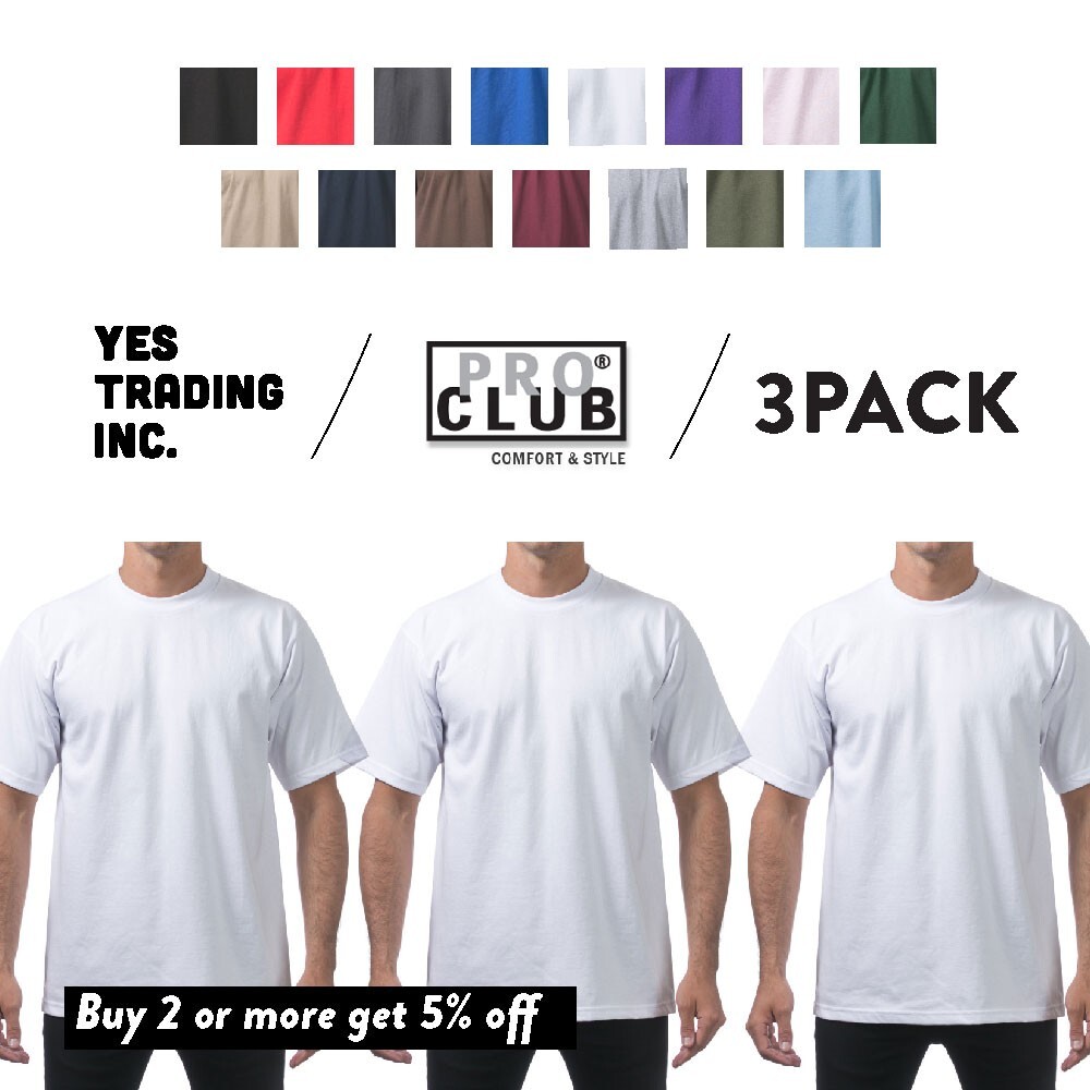 3 PACK PROCLUB MENS HEAVYWEIGHT SHORT SLEEVE T SHIRTS PRO CLUB CASUAL COTTON TEE - $41.34 - Thumbnail 1