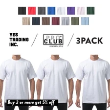 3 PACK PROCLUB MENS HEAVYWEIGHT SHORT SLEEVE T SHIRTS PRO CLUB CASUAL COTTON TEE