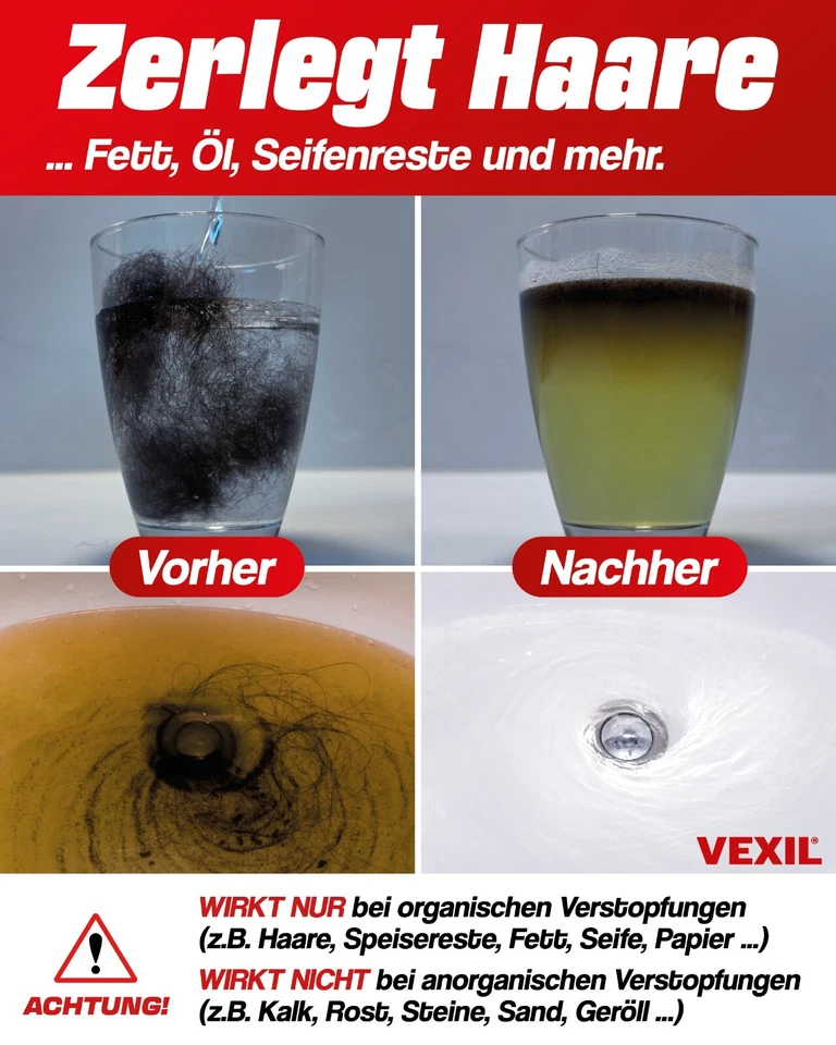 VEXIL Rohrreiniger - Profi Abflussreiniger EXTRA STARK für Extremfälle - 1L ... - Bild 3 von 4