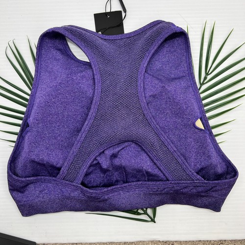 Ryderwear Seamless Sports Bra Size Medium Purple Marled High Neck Racerback - Picture 4 of 8