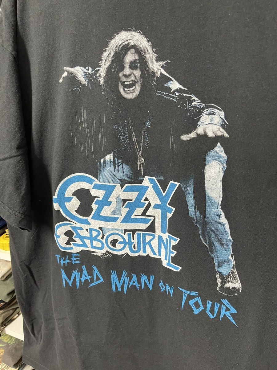 Vintage Rare 90s Ozzy Osbourne T-Shirt Mad Man On TOUR Black