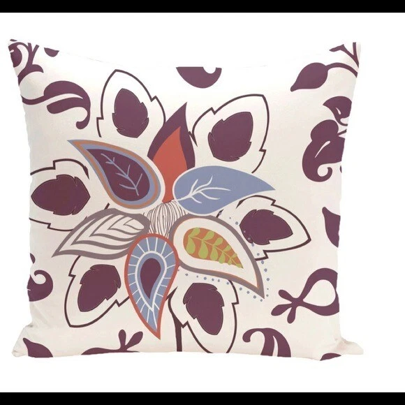 BUNGALOW ROSE Vinoy Paisley Pop Outdoor Throw Pillow 18