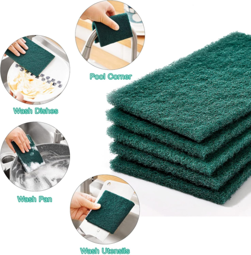 Heavy Duty Scour Pads Sponge Dish Scrubber Non-Scratch Green Reusable Household - Picture 3 of 12