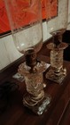 VINTAGE ANTIQUE CLEAR ART DECO STYLE LEAD CRYSTAL GEOMETRIC CUBE LAMP — photo 1