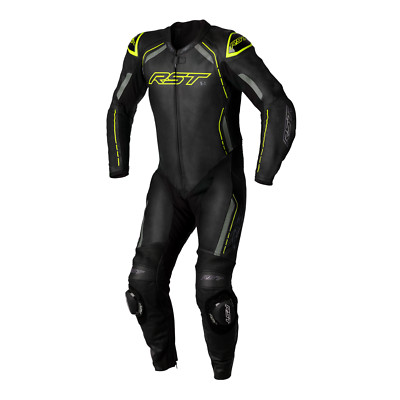 RST S1 CE AAA Rated Leder Motorrad Motorbike Race 1-teilige Anzug schwarz grau fluo