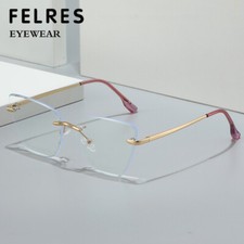 Women Cat Eye Anti Blue Light Eyeglasses Rimless Clear Lens Glasses Frames New