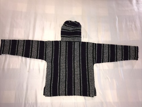 Felpa con cappuccio coperta messicana Pilotzi Baja taglia piccola viola e grigia skate grunge - Foto 6 di 19