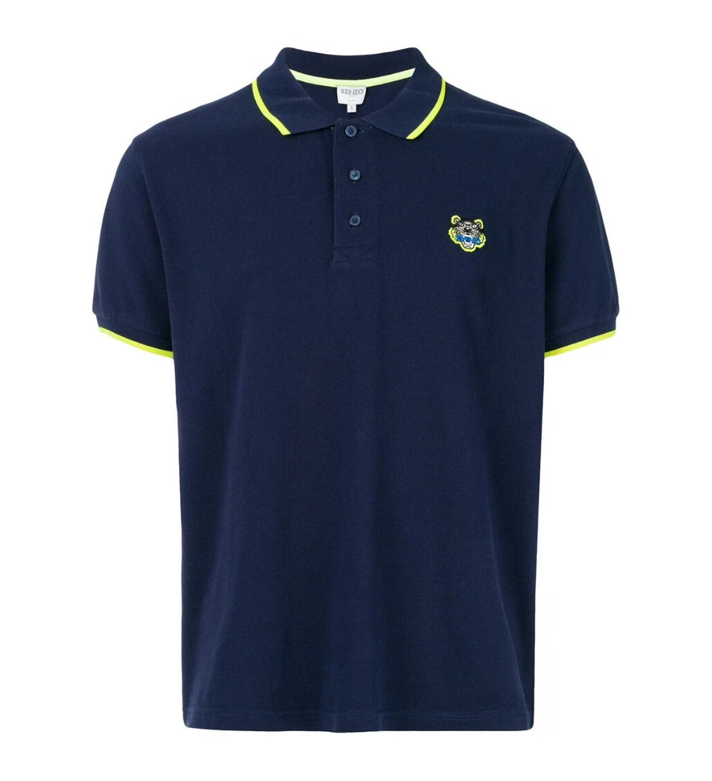 Kenzo Mens Tiger Crest Regular Fit Navy Blue Polo Shirt