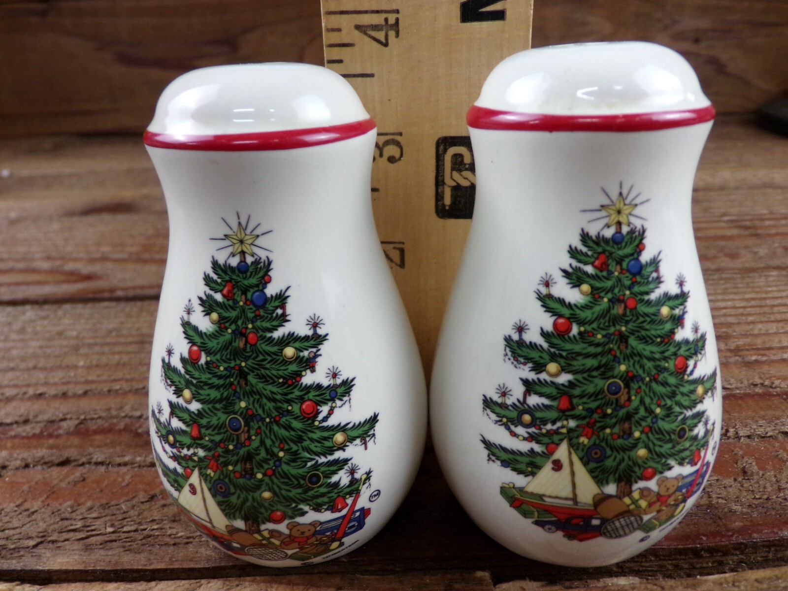 Cuthbertson "Original Christmas Tree Pattern" Salt & Pepper Shakers from 1980s