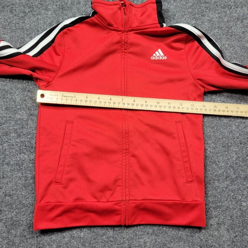 Adidas Track Jacket Youth Boys 6 Red Full Zip Activewear Training High Neck - Picture 6 of 8