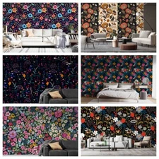 3D Leaves Flowers Pattern Self-adhesive Wallpaper Removable Wallpaper Wall Mural