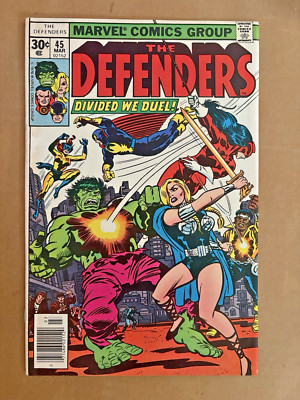 Defenders #45 Mar 1977 Hulk Nighthawk Red Guardian Bronze Marvel FN/VF (7.0)