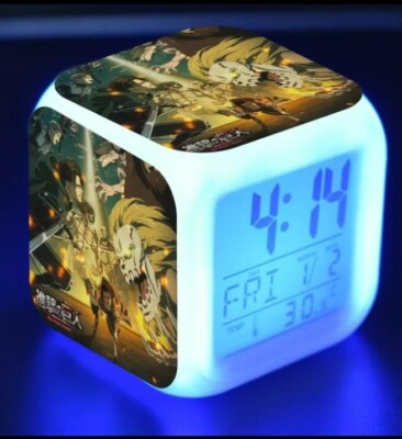 Attack of Titans Led Manga Alarm Clock 7 Colors Thermometer shingeki no kyojin 