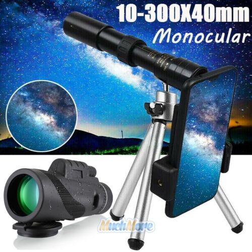 Day/Night Telescope 10-300X40mm Military Zoom 4K HD Monocular+Tripod+Phone Clips - Afbeelding 1 van 69