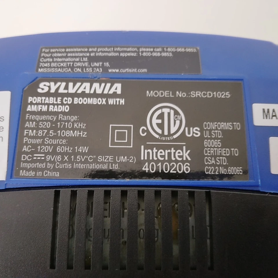 Модель Sylvania: SRCD1025 синий мини-бумбокс проигрыватель компакт-дисков радио шнур протестирован, работает - Изображение 2 из 4