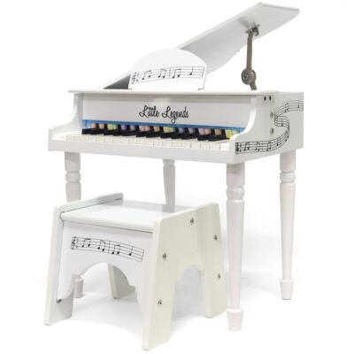 Little Legends LLBGD304W 30-Key Baby Grand Piano with Bench, White