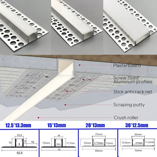 Plaster in LED Aluminum Channel W/ Flange Trimless Recessed Holder for LED Strip - Picture 34 of 53