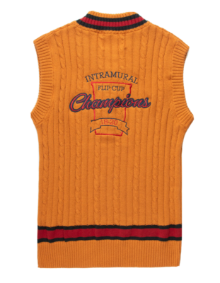 VSTR Men's Sweater Vest Varsity Cable Knit Intramural Flip Cup