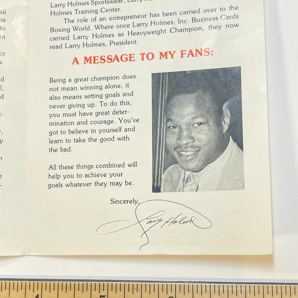 Rare Vintage LARRY HOLMES Program Promo Brochure Boxing Boxer  - Image 4 of 4