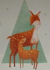 Tarjeta de felicitación de Navidad SIN USAR, hermoso ciervo, 7"