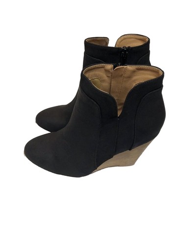 Cocci Damen schwarz Wildleder Keilabsatz Stiefelette Größe 7 Reißverschluss Seiten - Bild 4 von 6