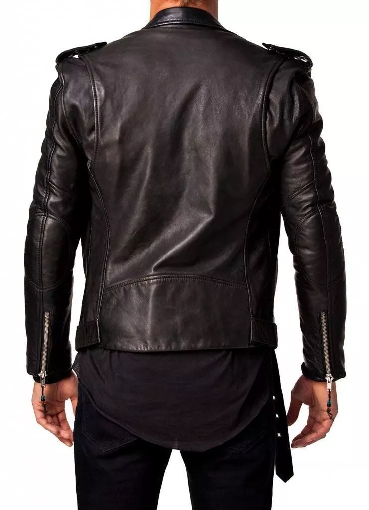 Lambskin biker jacket best sale mens