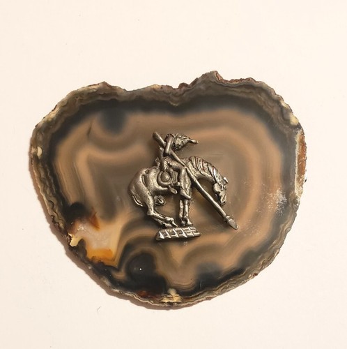 Native American INDIAN Warrior on HORSEBACK Figure PAPERWEIGHT Art Glass Rock