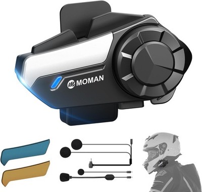Moman H2S Motorcycle Bluetooth Headset 2-Way Intercom 1000M Hi-Fi FM AI Voice