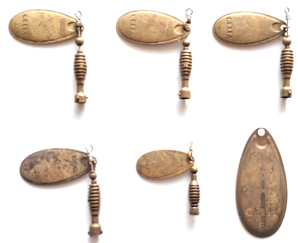 Spinner CELTA RUBLEX Größe 4 Gewicht 6 Gramm aus Messing Vintage 9 Stück - Bild 3 von 4
