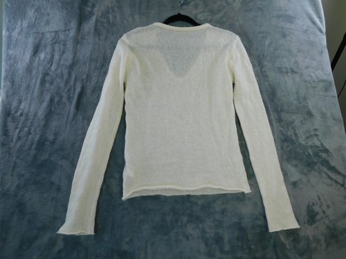 Brandy Melville Maglione Donna Piccolo Bianco Scollo V Misto Mohair Leggero Italia - Foto 7 di 11