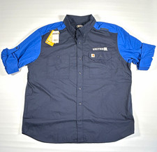 Carhartt Force Men's 2XL Navy Blue Short Sleeve Button Front United Airlines