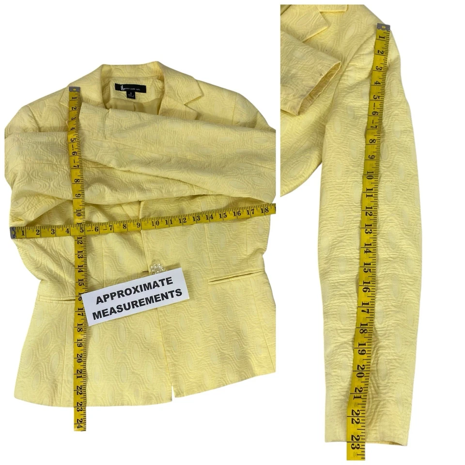 Larry Levine Blazer женщин Sz 8 желтый Spring куртка Officecore Corpcore работы - Изображение 3 из 4