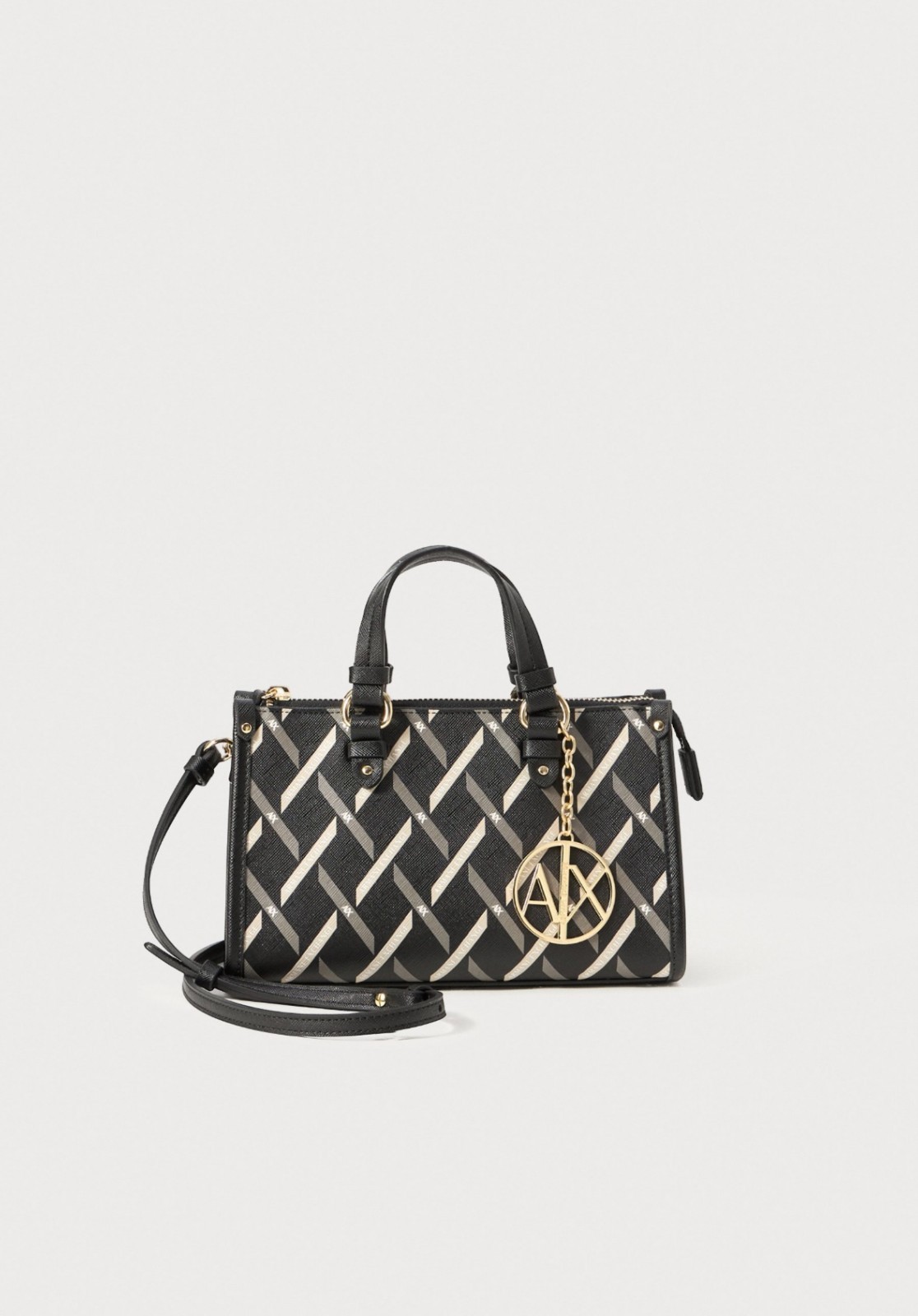 Armani Exchange borsa piccola logata nera/verde militare