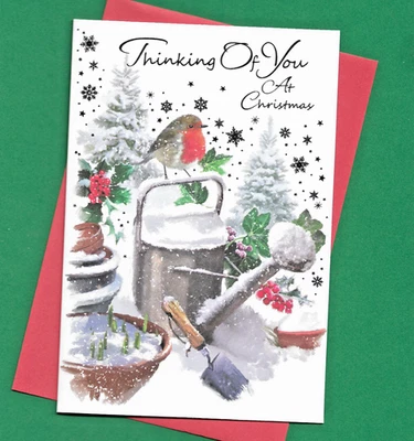 SIMON ELVIN Thinking Of You At Christmas Card Female Male Nice Message Words Verse 19x13cm