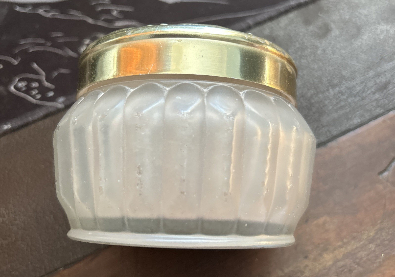 Vintage Estee Lauder RE NUTRIV  Powder Glass Empty Jar - "Sheer Shell" 3