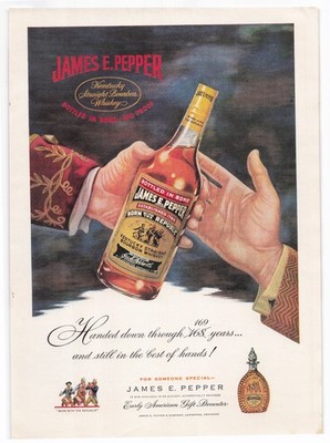 James E. Pepper Bourbon Whiskey Ad Print 1949 Vintage Liquor