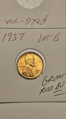 wheat penny 1937 LINCOLN CENT GREAT RED BU 1937-P NICE UNC RED LUSTER LOT #B