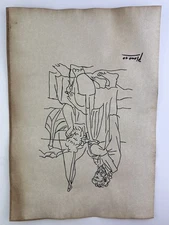 Pablo Picasso COA Art Painting Original Drawing Vintage Paper Signed