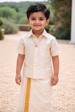 Art Silk Kids Dhoti Shirt Set For Boys Age 5
