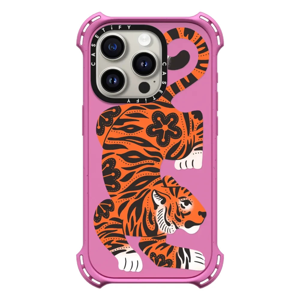 Casetify Bounce Case for iPhone 15 Pro - Fierce Tiger Matte Pink-image