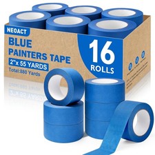 16 Rolls Painters Tape 2 Inch Wide,Multi-Surface No Residue Blue Masking Tape fo