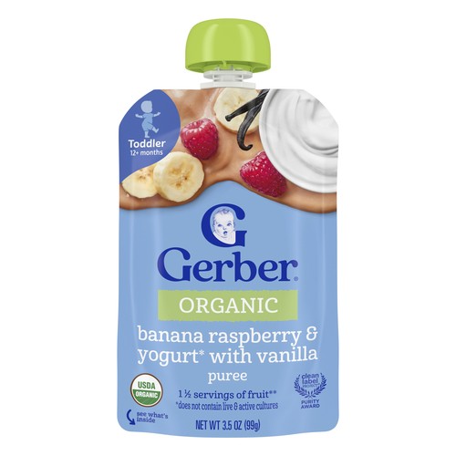 Organic Puree, 12+ Months, Banana Raspberry & Yogurt with Vanilla, 3.5 oz (99 g)