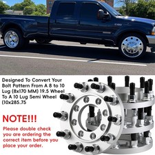 1 Front Rear 8x170 Mm To 10x285mm Wheel Adapters For Ford 99-04 F-250 F-350 1 Front Rear 8x170 Mm To 10x285mm Wheel Adapters For Ford 99-04 F-250 F-350